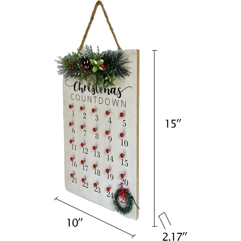 Rustic Christmas Countdown Wreath - 25 Days Advent Calendar Home Decor
